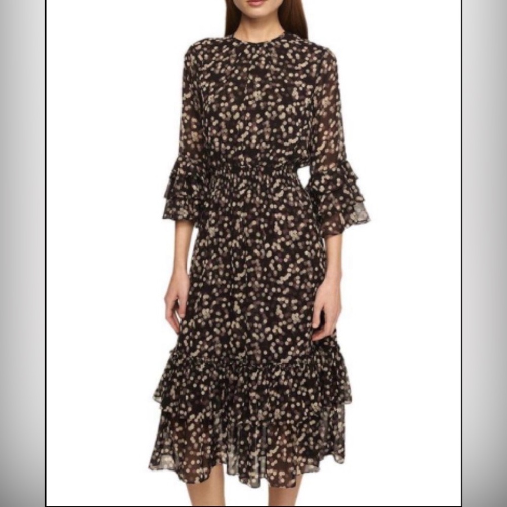 MISA Los Angeles Gordana Midi Dress – Black Floral – XS